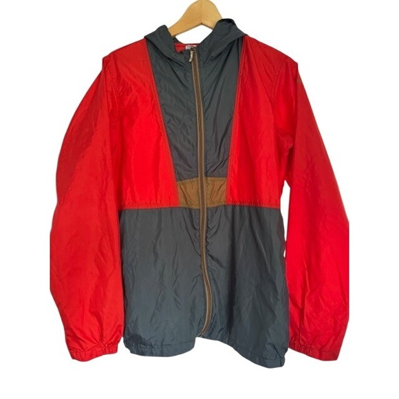 Columbia Other - Columbia Colorblock Hooded Windbreaker Jacket Red Gray XL